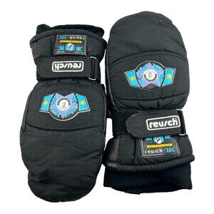 REUSCH Winter Ski Snow Mittens Gloves Size 7.5 Black Leather Nylon -30 Celsius
